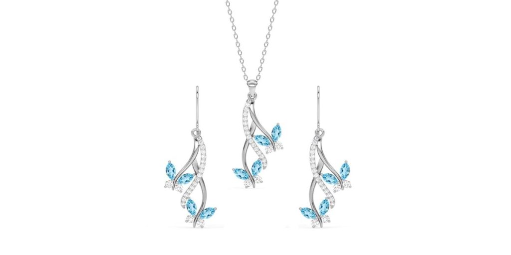 Clara 925 Sterling Silver Butterfly Pendant Earring Chain Jewellery Set