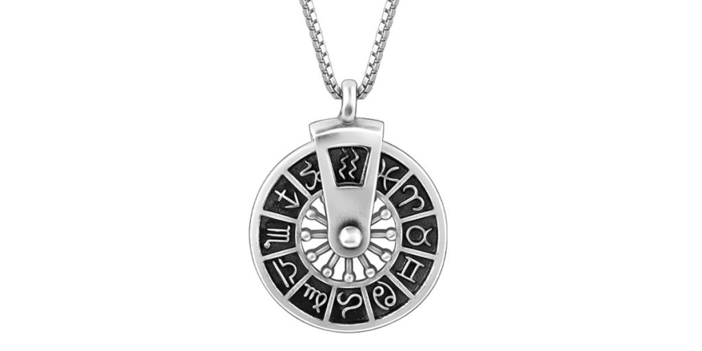 GIVA 925 Silver Oxidised Zodiac Spin Pendant