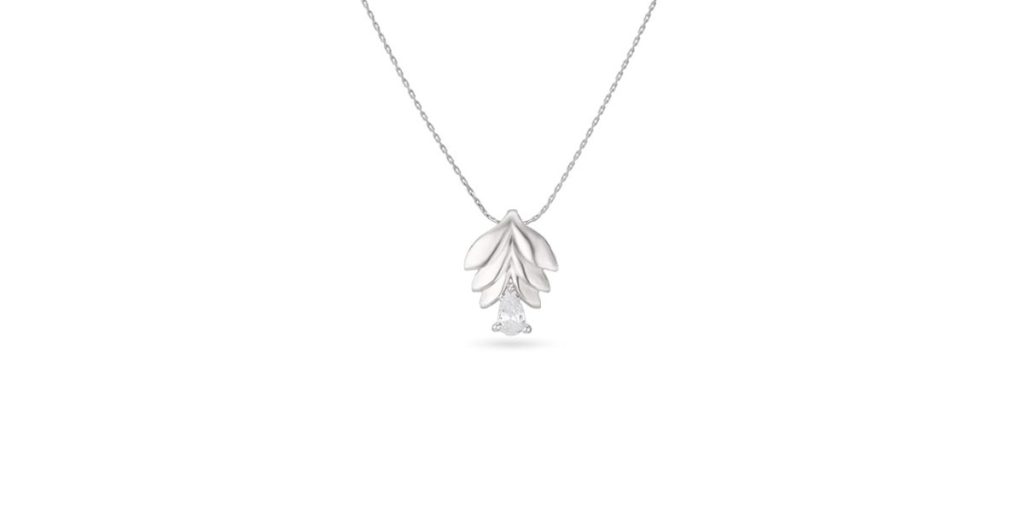 Mia by Tanishq Sassy Leaf Silver Earrings & Pendant Set