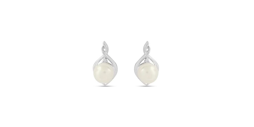 Mia by Tanishq Soft Glam Pearl Silver Stud Earrings