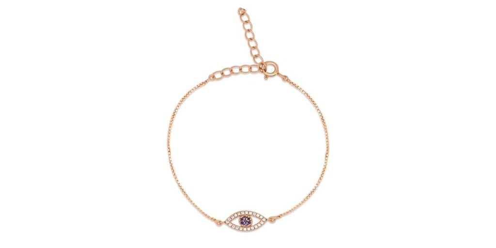 ZAVYA 925 Sterling Silver Evil Eye Rose Gold Plated Bracelet