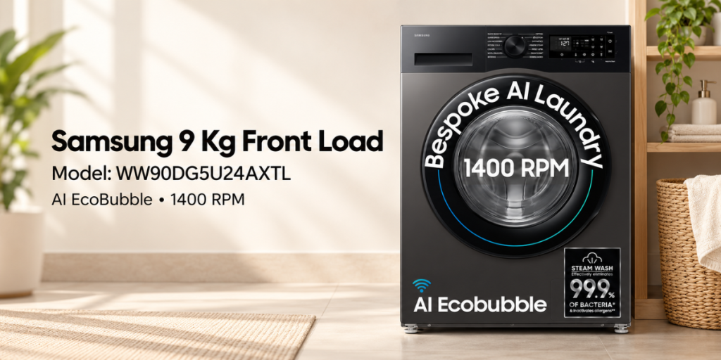 Samsung 9 Kg 5 Star AI EcoBubble Front Load (WW90DG5U24AXTL)