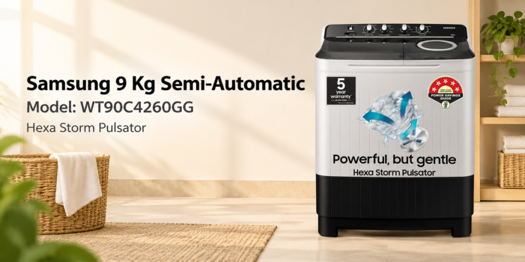 Samsung 9 Kg 5 Star Semi-Automatic (WT90C4260GG)