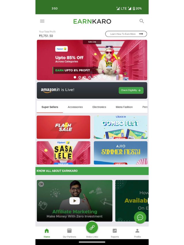 EarnKaro homepage